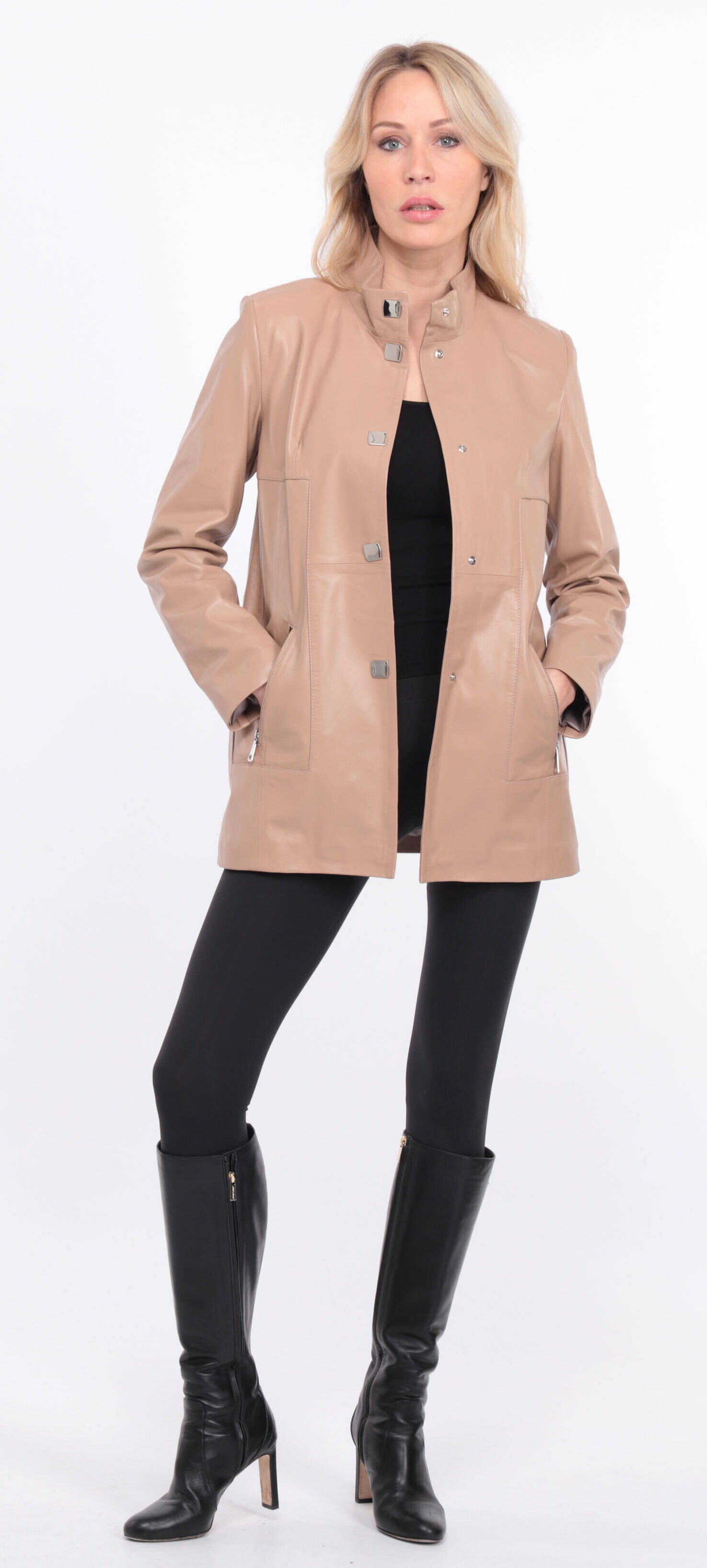 manteau cuir olivia beige  (9)