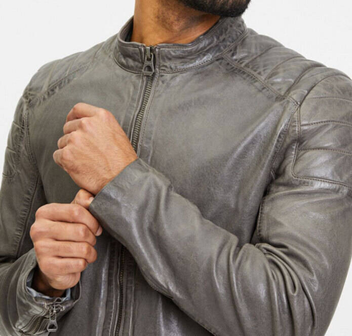 Light grey hotsell leather jacket mens