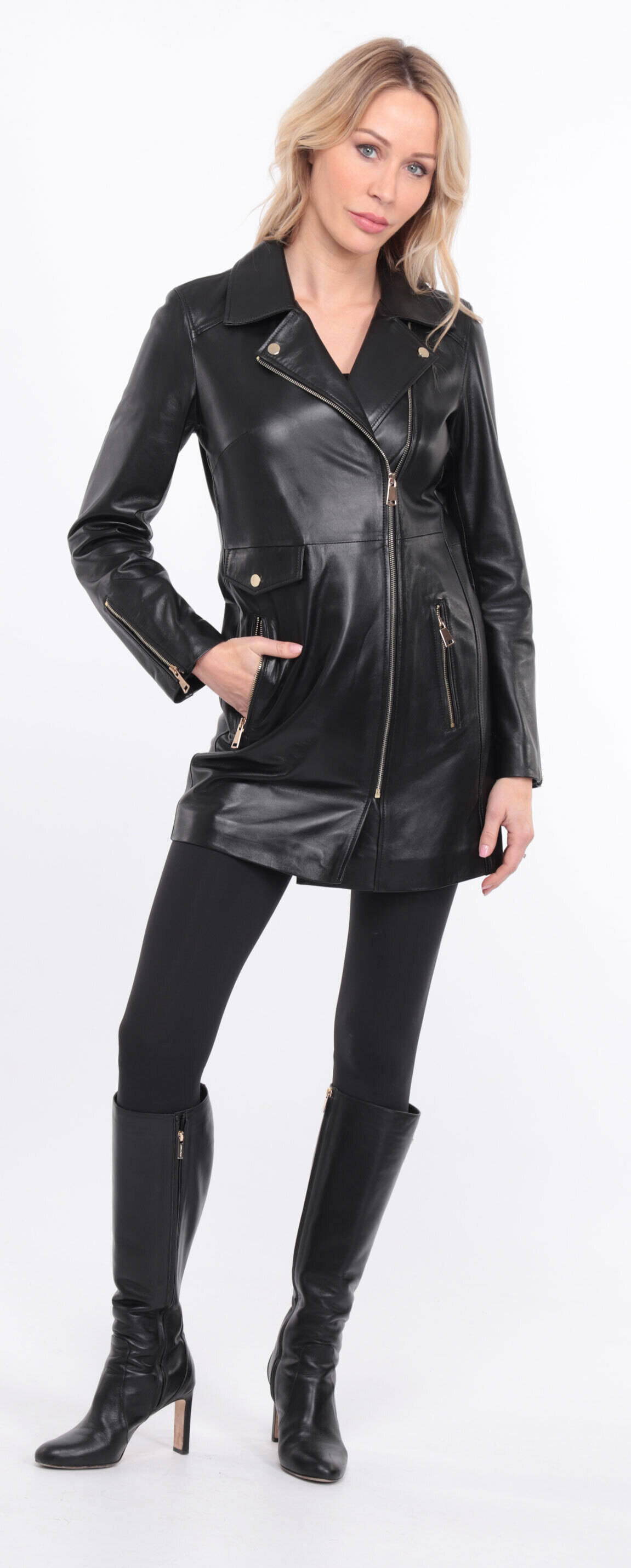 veste cuir femme flavia collar noir  (8)