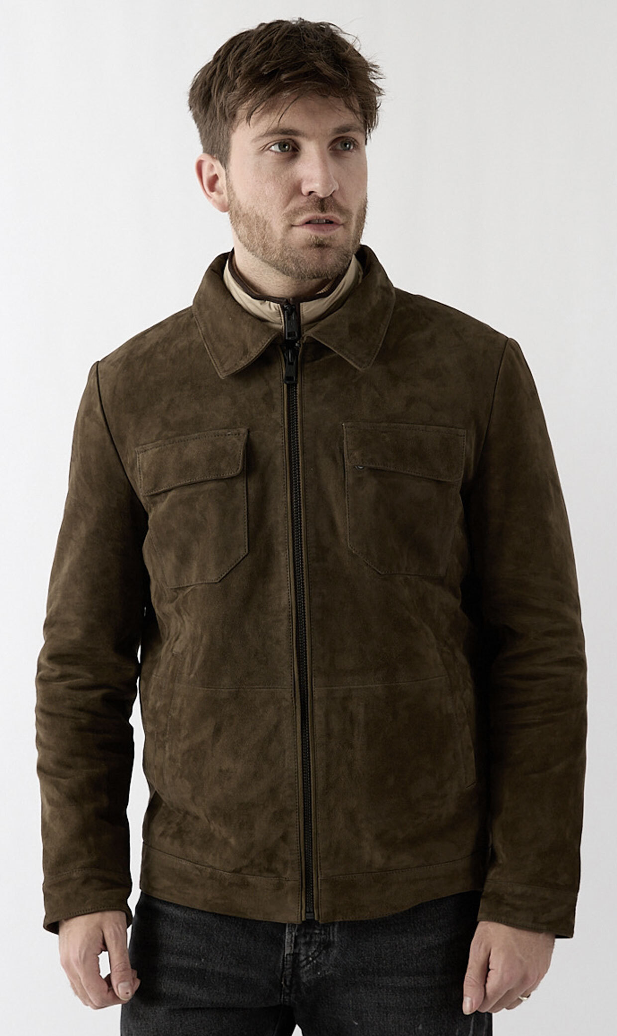 Veste cuir romain marron  (2)